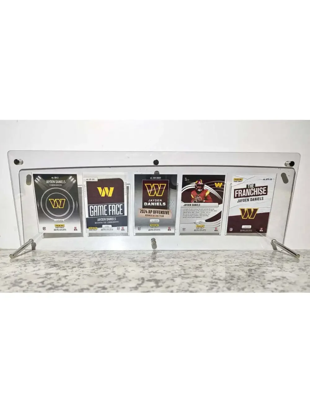 Jayden Daniels Rookie Panini NFL Football Cards Set of 5 with Acrylic Display